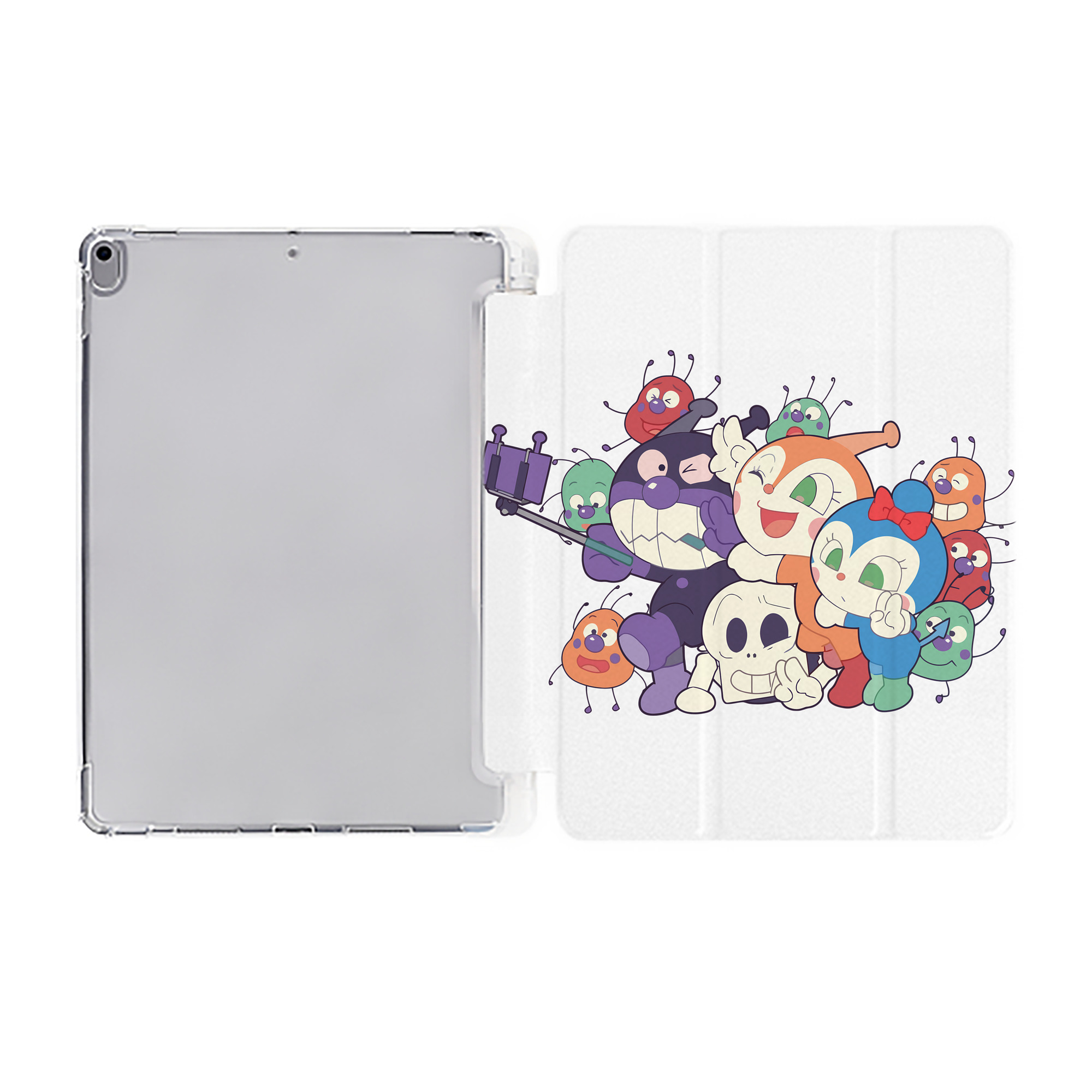 （画像用） アンパンマン Anpanman IPad ケース ペン収納付き 三つ折りスタンド PUレザー×シリコン 対応機種9.5/10.5/10.9インチ